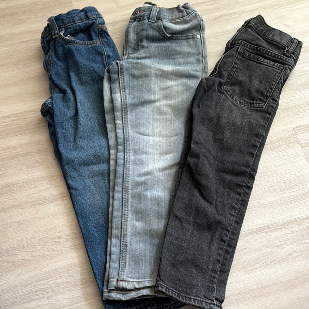 Set of Three Denim Jeans - Blue, Light Gray, Black